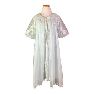 Vintage Shadowline Size 34 and M Peignoir Set Nightdress Robe Sheer Layered Blue